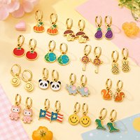 Groothandel 18K PVD vergulde roestvrijstalen emaille charme oorringen schattige dieren fruit mode sieraden voor vrouwen meisjes