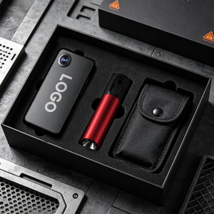 LOGO Brand Custom Mini <b>Camera</b> Set With Red Flashlight And Carrying Case Modern Metal Design Personalized Gift Box Packaging - Product Image 1