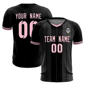 Maillots/ensembles de football personnalisés à rayures classiques noires - Product Image 1