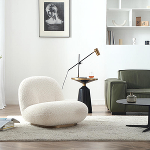 Chaise longue en tissu polaire d'agneau couleur crème française pour hôtels et salles à manger, design moderne, écologique - Product Image 2