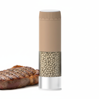 Petit moulin à sel et à poivre électrique en ABS+PC, couleur marron clair personnalisable, réglage automatique, rechargeable, qualité alimentaire, portable