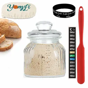 Yongli FJG005 sourdough starter kit 35oz 1L with lid sour dough bread start jar kits baking supplies