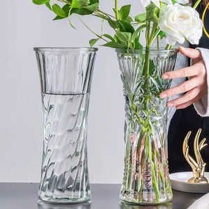 30cm de altura transparente hoja de bambú girasol sarga tulipán de <span class=keywords><strong>cristal</strong></span> en relieve florero de <span class=keywords><strong>cristal</strong></span> decoración hogar boda decoración jarrones - Product Image 5