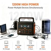 Station d'alimentation portable 1200W, batterie LiFePO4, générateur solaire, contrôleur MPPT pour situations d'urgence/camping, alimentation grande capacité