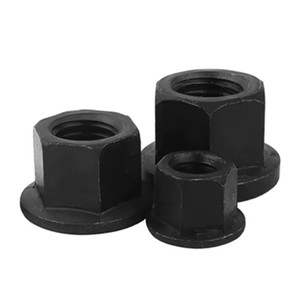 Écrous à bride noirs en acier au carbone M12 M14 M16 M18 M20 M22 M24 M27 hexagonaux avec collier, acier haute résistance DIN6331 - Product Image 3