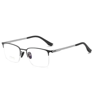 FANXUN kacamata baca, 6110 engsel tanpa sekrup kombinasi non-magnetik Titanium ultra-ringan setengah bingkai untuk membaca