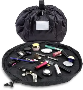 شعار مخصص الرباط حقيبة مستحضرات التجميل حرير كسول جولة حقيبة ماكياج منظم الزينة السفر حقيبة ماكياج