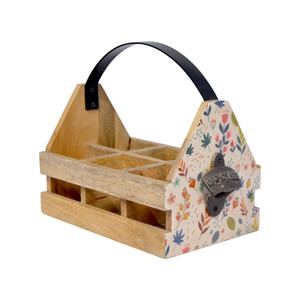 Handmade Wood Bar Tool Organizer Wooden Caddy with Metal side Opener Hotel Wine <b>Storage</b> wooden <b>bottle</b> caddy bar accessories - Product Image 1