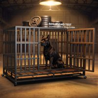 Kandang Anjing Kokoh Berbahan Tebal dengan Tutup Atas Terbuka Penuh, Kunci Pengaman Ganda, Baki Plastik yang Dapat Dilepas, Roda Berlapis Bubuk dengan Rem