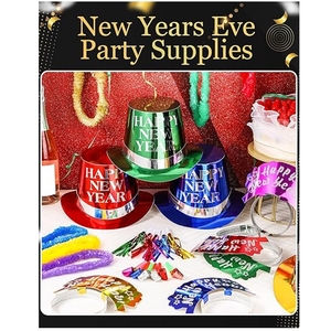 Bonne année bandeaux feuille haut chapeaux diadèmes Leis Bracelet collier frange fabricants de bruit pour enfants nouvel an fête jeu fournitures - Product Image 2