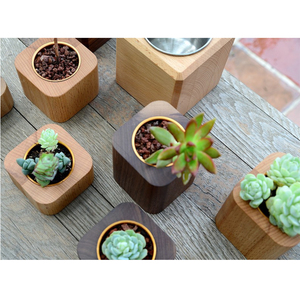 Vaso per <span class=keywords><strong>Fiori</strong></span> Quadrato in Legno Massiccio per Decorazione Casa, Mini Vaso per Piante Succulente - Product Image 6
