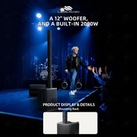 Haut-parleur colonne bi-amplifié DSP classe D, woofer néo 12 pouces, 400W+150W RMS, 130dB SPL, grille en plastique et acier, prise XLR, enceinte de scène
