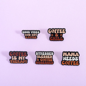 Coffee Chill Lovers Good Vibes y Hot Coffee Letter Coffee Is My the Rapy Esmalte Pins para insignia Bolsa de ropa - Product Image 1