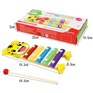 Pianoforte a 5 Toni con Animali Cartoon, Giocattolo Musicale in Legno per Bambini e Neonati - Product Image 3