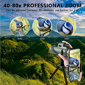 Adaptateur monoculaire pour Smartphone 80x100 haute puissance télescope monoculaire pour la chasse à la faune observation des oiseaux voyage Camping randonnée - Product Image 5