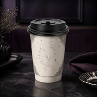 Gobelet en papier à double paroi pour Halloween, logo personnalisé imprimé, toile d'araignée, kraft, isotherme, cidre chaud, haute qualité, fournitures pour café