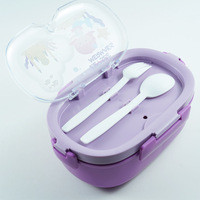 Contenedor de comida para niños escolares, fiambrera Bento de plástico para niños con tenedor y cuchara, 3 compartimentos, 1200ML