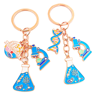 Science-Themed Women's Keychain with DNA Microscope &amp; Beaker Charms Durable Zinc Alloy Waterproof Key <strong>Ring</strong> - Product Image 1