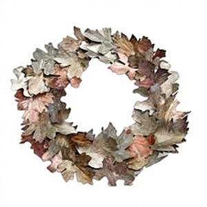Corona de Hojas Redonda Hecha a Mano con Flores Decorativas, Estilo Acción de Gracias, Paquete Individual - Product Image 1