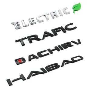 2024プラスチックカーテールゲートレターロゴステッカーシルバー耐久性ステッカーボディデコレーションabs logos de autos