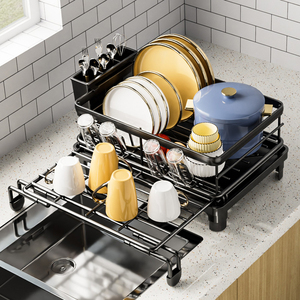 Single Layer Modern Kitchen Storage <strong>Rack</strong> Holder Metal Sink Standing Expandable Dish Drainer Easy Installation Dish Drying <strong>Rack</strong> - Product Image 1