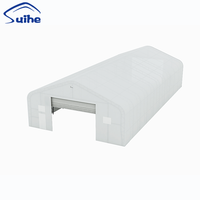 Abri de stockage à double structure en acier, résistant à l'eau et à la neige, longueur personnalisable, en vente