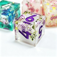 Dés à six faces en résine faits à la main LuxeRoll, fleurs séchées à l'intérieur, cube de 16 mm, dés polyédriques à 6 faces pour DND RPG, jeux de table, Mahjong