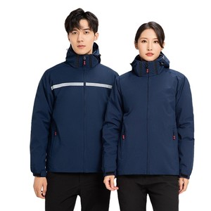 Куртка-бомбер унисекс с капюшоном на молнии, из полиэфирного волокна, ODM, съемная, 3-в-1, уличная одежда, со светоотражающими полосами - Product Image 5