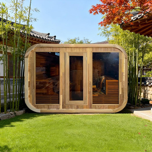 Safe Wet Steam Outdoor Traditional <strong>Sauna</strong> Room Canadian Hemlock 2-8 Person <strong>Sauna</strong> Outdoor on Sale - Product Image 1