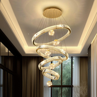 Lampe en cristal Duplex K9, style luxe minimaliste, pour salon, hall d'entrée, escalier en volant, grande suspension.