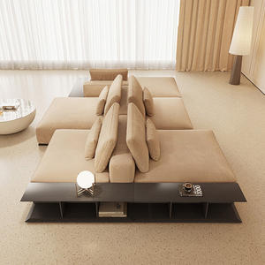 Sofá Seccional Modular de Diseño Inteligente, Alternativa a Poliformm Westside, Tapizado en Cuero Genuino, Ecológico, Moderno, Italiano - Product Image 1