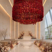 Décoration de plafond en macramé de luxe pour mariage avec fausses fleurs et lustre floral artificiel pour toile de fond de lieu événementiel, fête, OEM