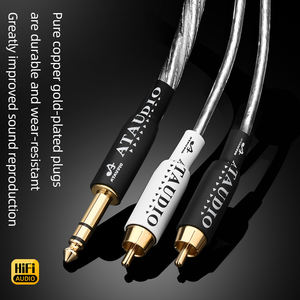 ATAUDIO Hifi 6,5mm <span class=keywords><strong>Jack</strong></span> a Dual <span class=keywords><strong>RCA</strong></span> macho a macho <span class=keywords><strong>Cable</strong></span> divisor con cobre puro chapado en oro Enchufe OCC Núcleo plateado - Product Image 6