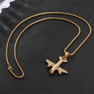 Collar de Avión de Acero Inoxidable, Colgante Unisex con Cadena SP982, Joyería de Moda - Product Image 3