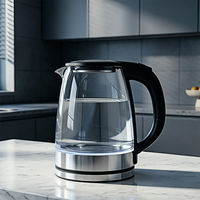 Vente directe d'usine, bouilloire électrique en verre de 2 L, prix de gros, bouilloire à eau transparente de 2,0 L avec LED bleue