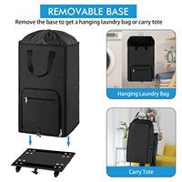Panier à linge extra large à roulettes avec roues amovibles et couvercle zippé, panier à linge autoportant pliable pour vêtements