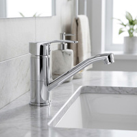 Robinet de cuisine moderne et contemporain en laiton poli pour hôtel, mitigeur flexible monotrou à jet aéré, avec cartouche céramique
