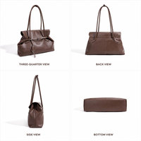 Dunkelbraune Leder-Klapptasche aus Vollnarben-Rindsleder Große Kapazität Schultertasche mit Magnetverschluss Pendler-Tasche OEM Großhandel