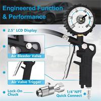 Nouveau brevet de conception 250psi serrure sur pistolet de gonflage de pneu de mandrin à air avec accessoires de voiture de manomètre