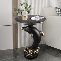 C040 Table basse de luxe en forme de dauphin, petite table de bureau, écologique, résistante aux UV et aux intempéries, pour salon, maison, hôtel, jardin