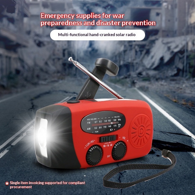Solar Hand Crank Emergency Radio NOAA Weather Alert AM/FM Lithium Battery Portable Power Bank Flashlight SOS for Camping