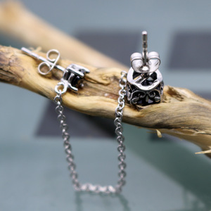 yunnique Stud <b>Earrings</b> Black And White Geometric Design Claw Setting Titanium Steel <b>Post</b> Fashion Jewelry - Product Image 2