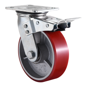 Rueda Giratoria con Freno VIMA Industrial de 4, 5, 6 y 8 Pulgadas, Rueda de Hierro Fundido y PU de Alta Capacidad para Carrito de Compras, Rueda Giratoria de Alta Resistencia - Product Image 3