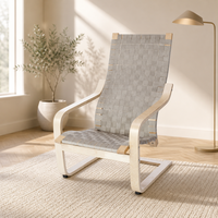 Fauteuil en bois courbé tressé de style nordique moderne, respirant, à dossier haut, en bois de bouleau, pour salon et balcon