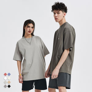 T-shirt surdimensionné en coton épais avec logo personnalisé vierge Fashion Street Style unisexe - Product Image 4