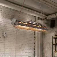 Luminaire suspendu vintage industriel steampunk, couleur bronze vieilli, abat-jour en forme de barquette, ampoules à filament, dessus à fentes pour restaurant, bar, cuisine