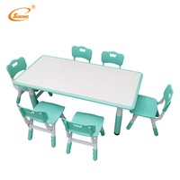Ensemble table et chaises d'école maternelle et préscolaire moderne en plastique haut de gamme, personnalisable, avec tableau de dessin réglable – Vente chaude