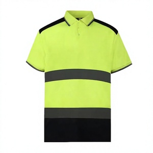 เสื้อโปโลสะท้อนแสงแบบกำหนดเองขายส่ง ระดับ 2 สีเหลืองดำลายทาง แขนสั้น สำหรับงานอุตสาหกรรม - Product Image 3