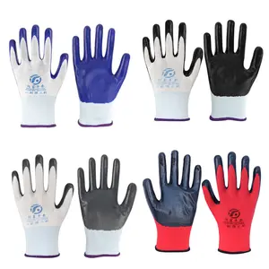 Găng Tay Làm Việc Công Nghiệp Chống Dầu Nitrile Coated Smooth Finished Glove Găng Tay Làm Việc Thoáng Khí Và Thoải Mái