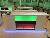 Grande Vente Meuble TV Cheminée Électrique LED Moderne pour Salon, Meuble TV Miroir avec Cheminée Électrique et Lumière LED